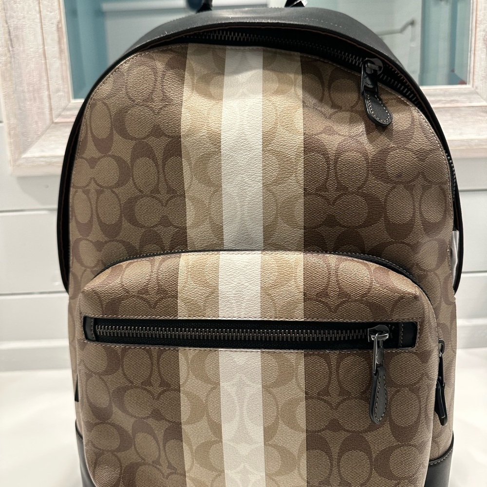 Coach Brown and Cream Men's Backpack
